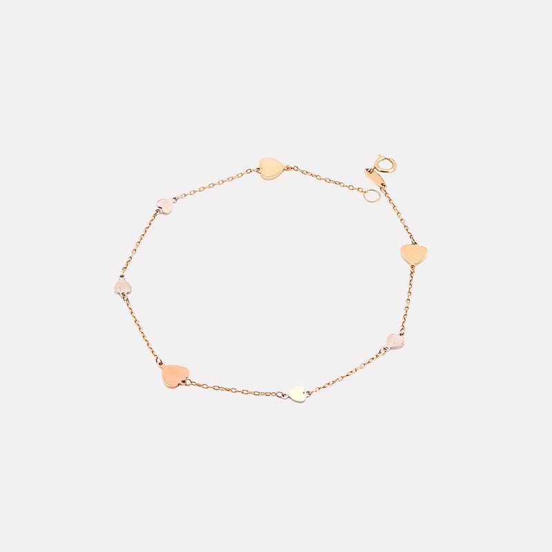 Tobillera Corazones Tns 14k 1.9g 20cm