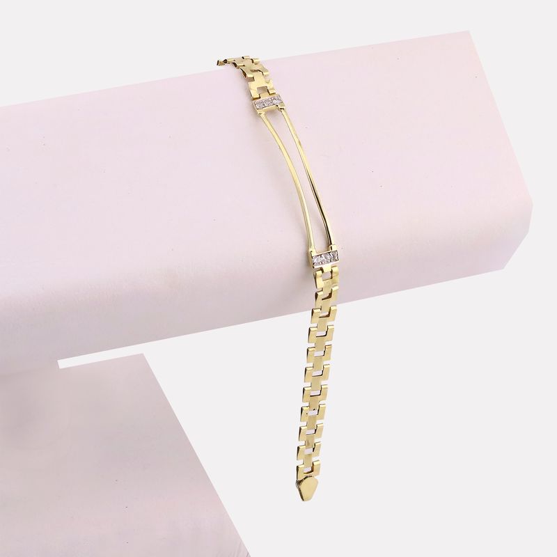 Esclava Tipo Rolex C/p 14k 4.9g 17cm