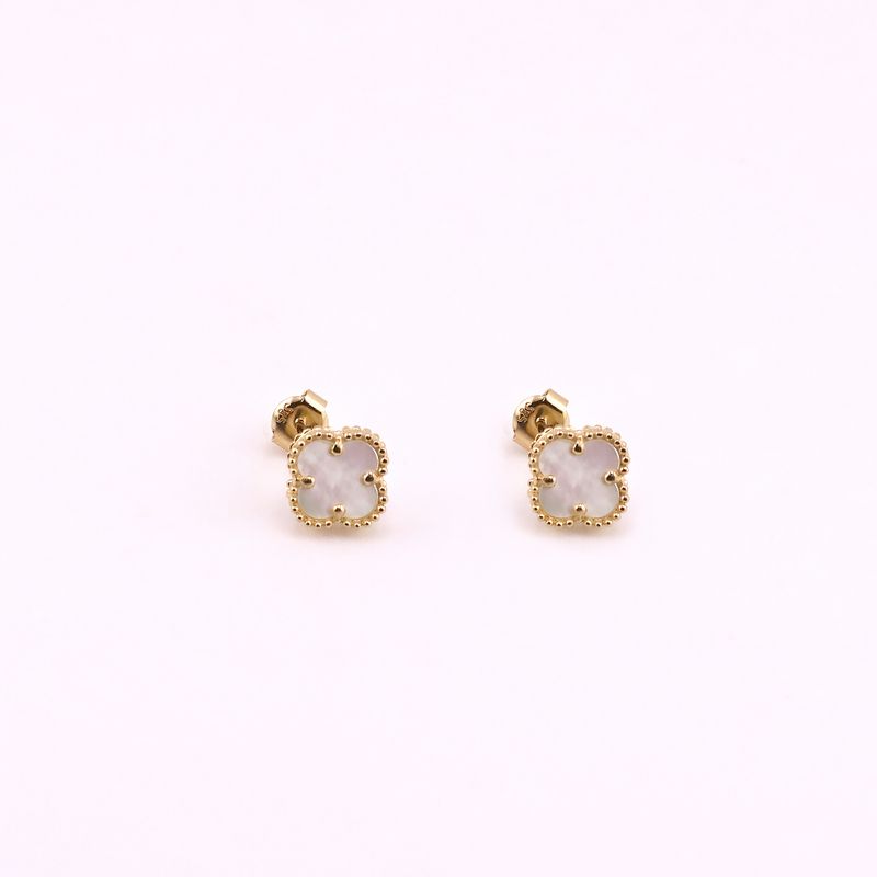 Aretes Trebol C/p Bca 14k 1.9g