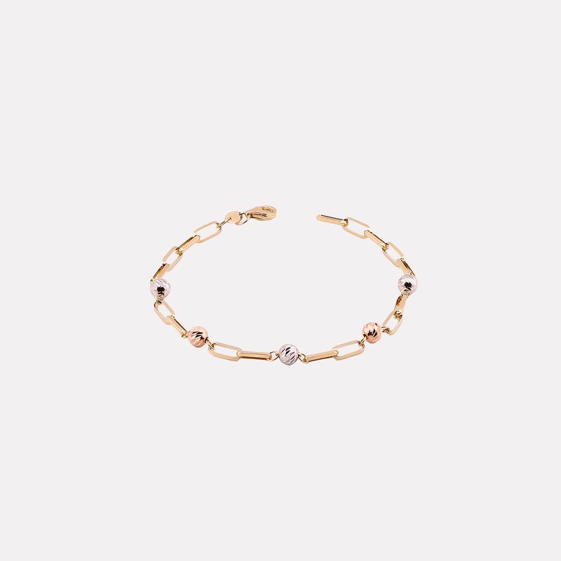 Pulsera Eslabon Inv. C/borlas 14k 4.1g 18cm