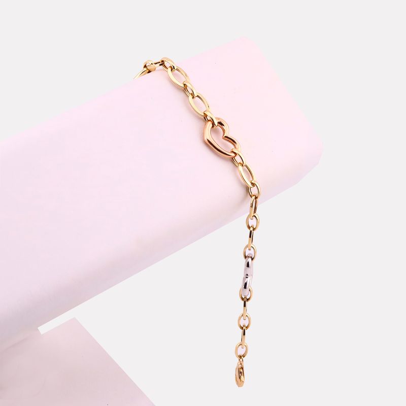 Pulsera Corazones 14k 6.5 18cm