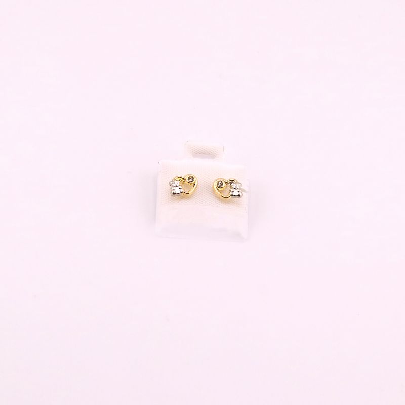 Broqueles Corazón C/osito 10k 0.3g