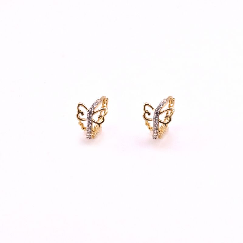 Aretes Huggies Mariposa C/p Bca 10k 1.7g