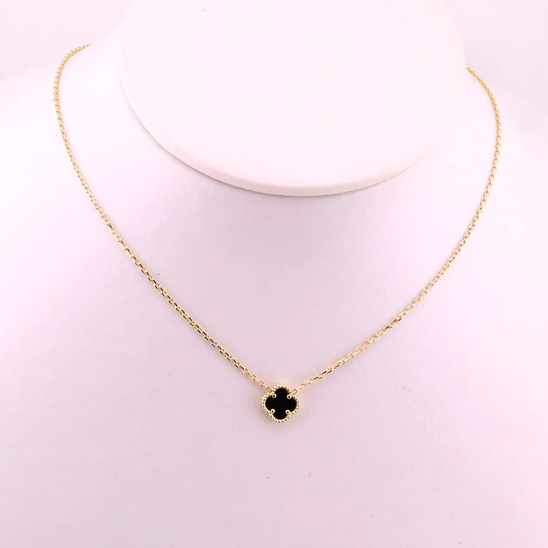 Gargantilla Trebol C/p Negra  10k 2.8g