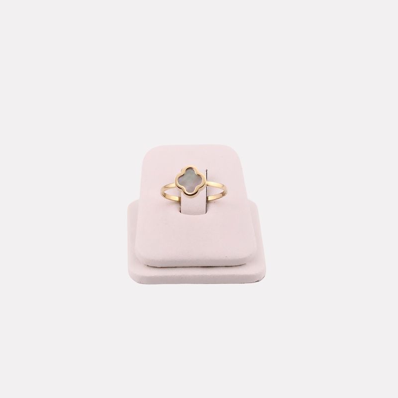 Anillo Tipo Van Cleef Blanco 14k 1.9g #8.5