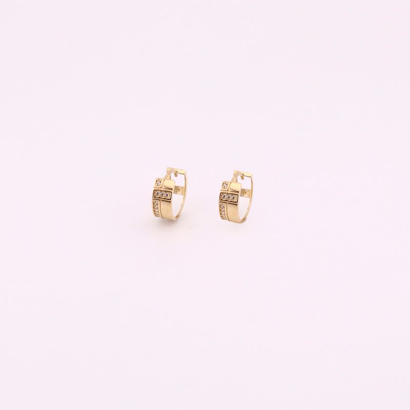 Aretes Huggies Doble C/p Bcas 14k 2.1g