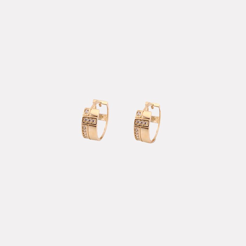Aretes Huggies Doble C/p Bcas 14k 2.1g