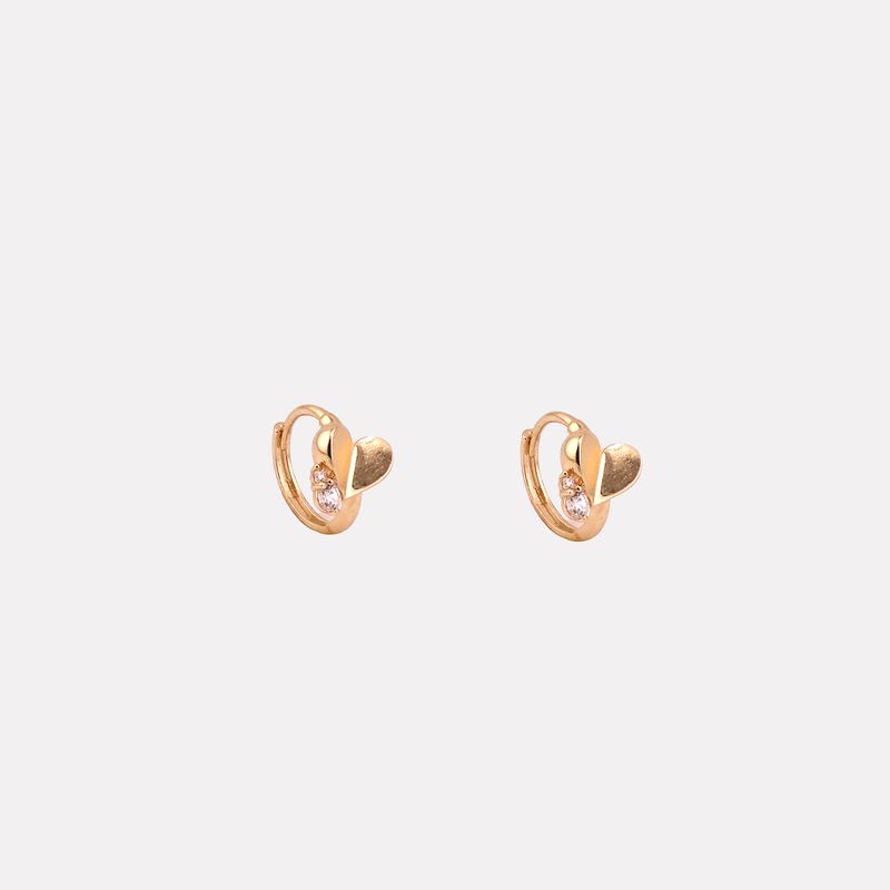 Aretes Huggies Corazon C/p Bcas 14k 1.8g