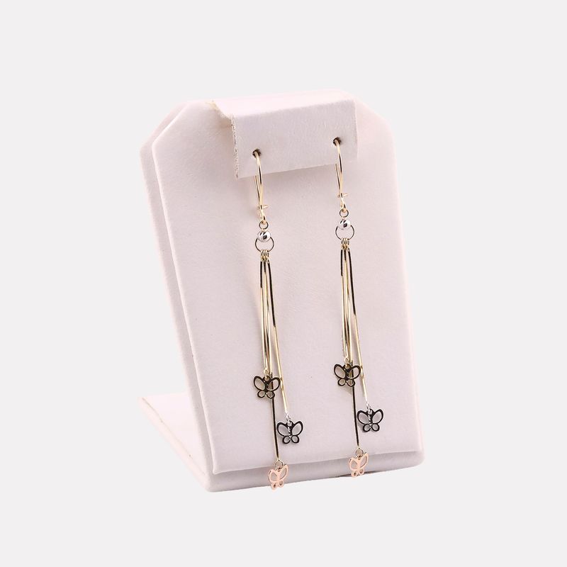 Aretes Largos Mariposas 14k 2.3g