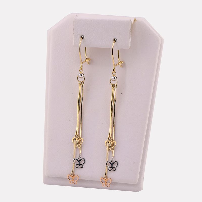 Aretes Largos Mariposas 14k 2.3g