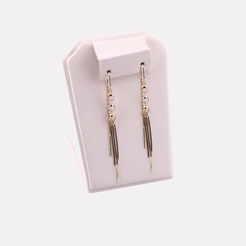 Aretes Largos Borlas En Tonos 14k 2.2g