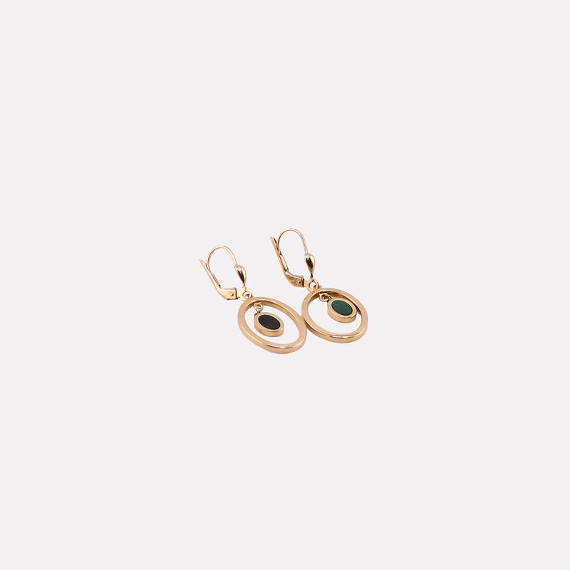Aretes Grapa Dije Verde 14k 2.8g