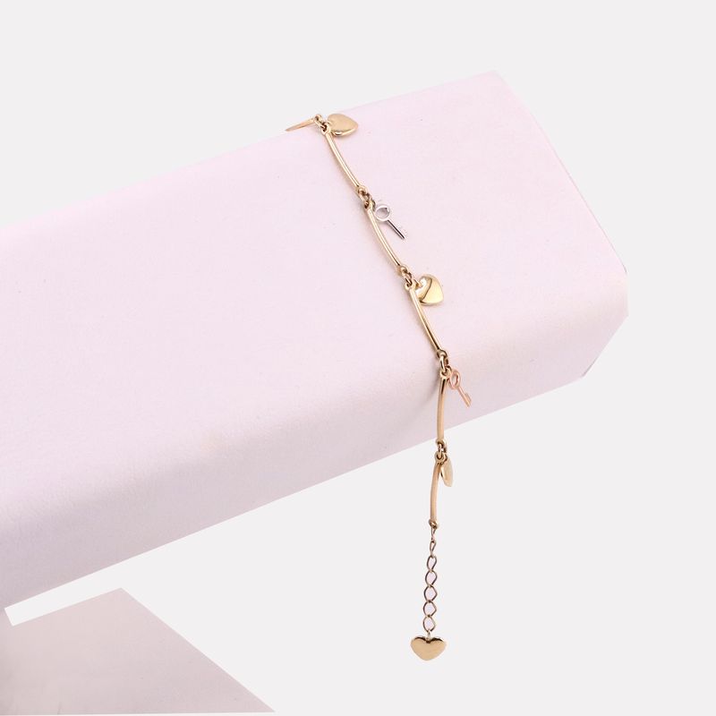 Pulsera Dijes Corazón Llave 14k 3.8g 16cm