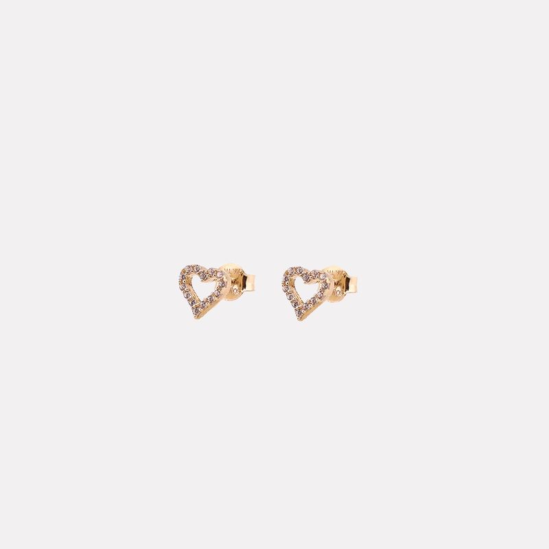 Aretes Corazon C/piedra 14k 1.3g