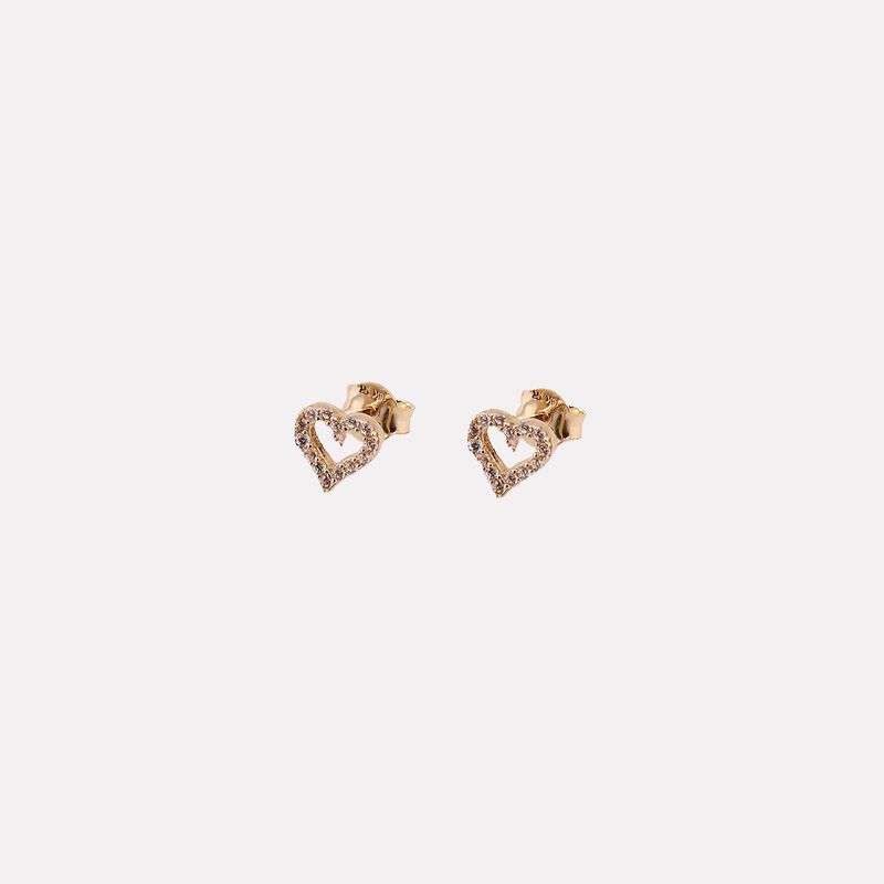 Aretes Corazon C/piedra 14k 1.3g