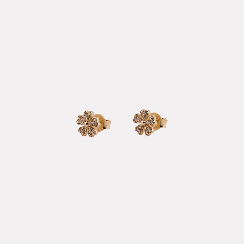 Aretes Flor C/p 14k 1.4g
