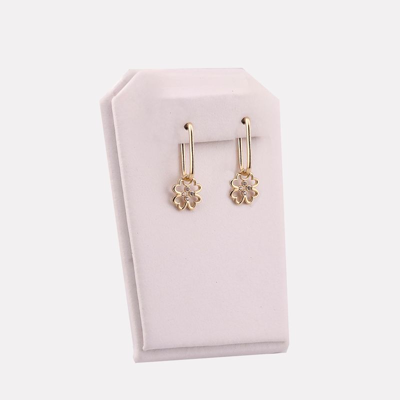 Arete Huguie Colg Trebol C/p 14k 2.9g