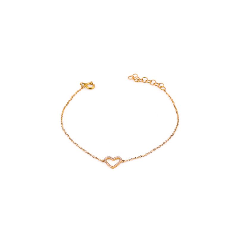 Pulsera Corazon  14k 1g 17cm