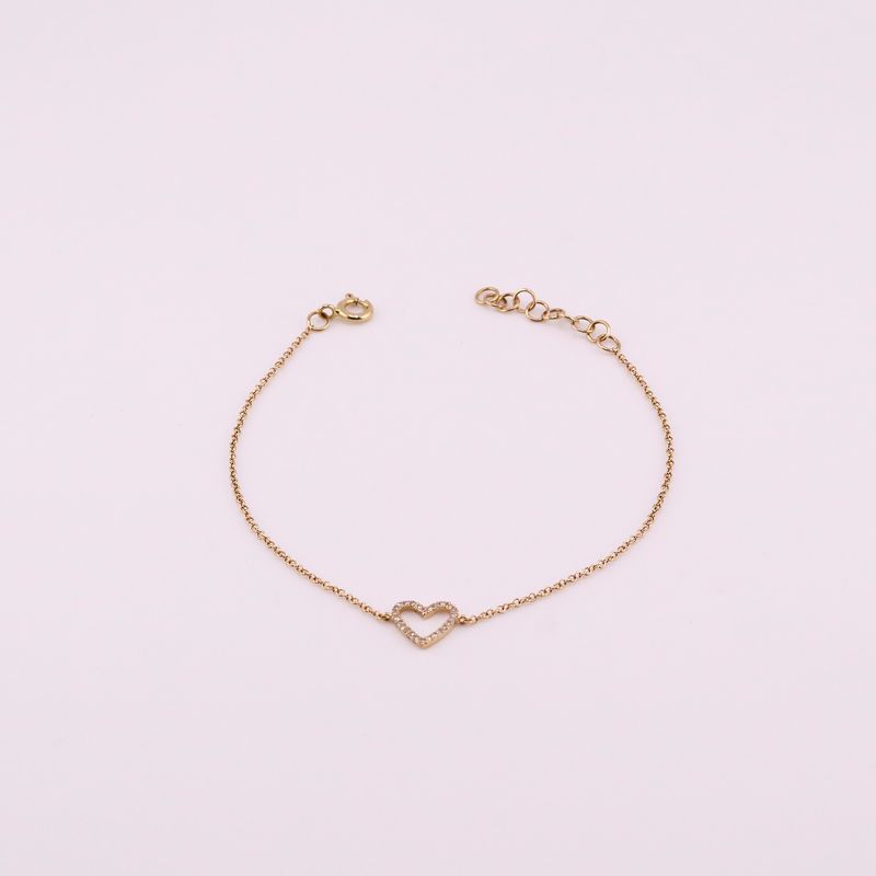 Pulsera Corazon  14k 1g 17cm