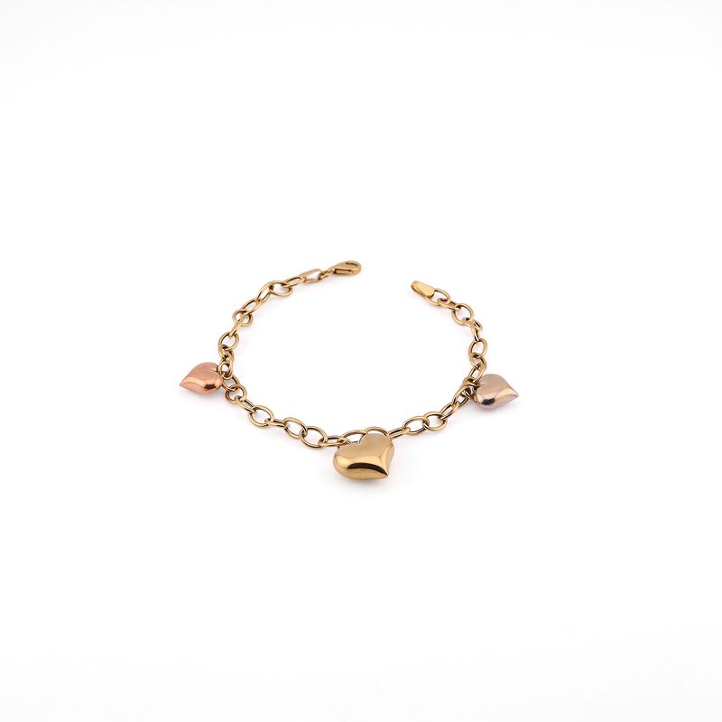 Pulsera Corazones Colgantes 14k 5.3g 18cm