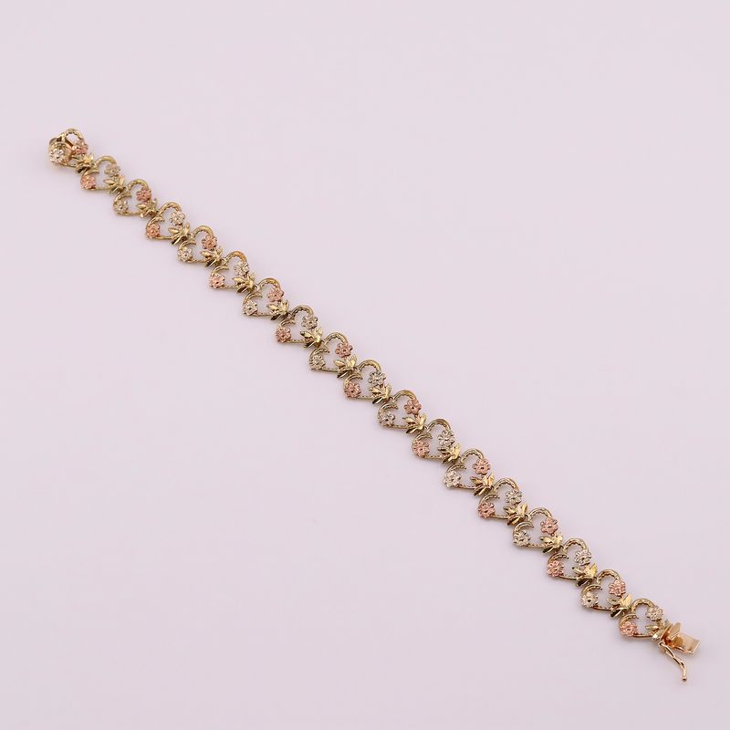 Pulsera Corazones 14k 8.6g 17cm
