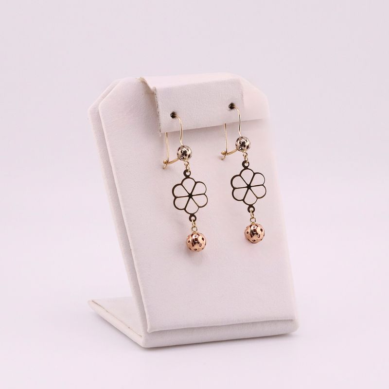 Aretes Borlas/flor 14k 2.4g