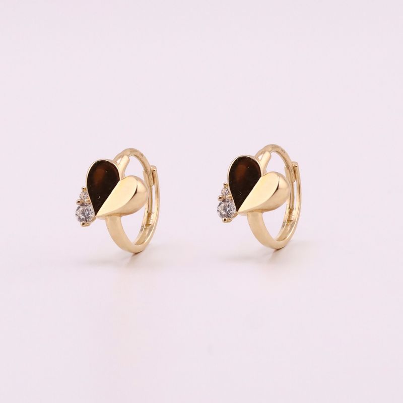 Aretes Huggies Corazon C/p 14k 1.8g