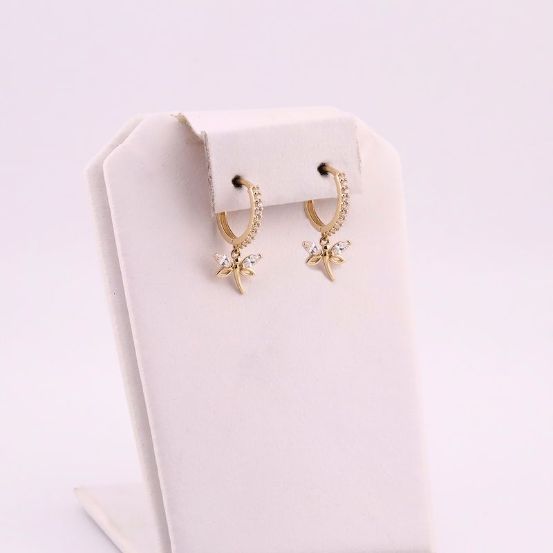 Aretes Huggies Libelula C/p 14k 1.7g