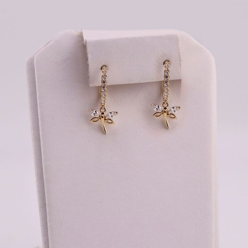Aretes Huggies Libelula C/p 14k 1.7g