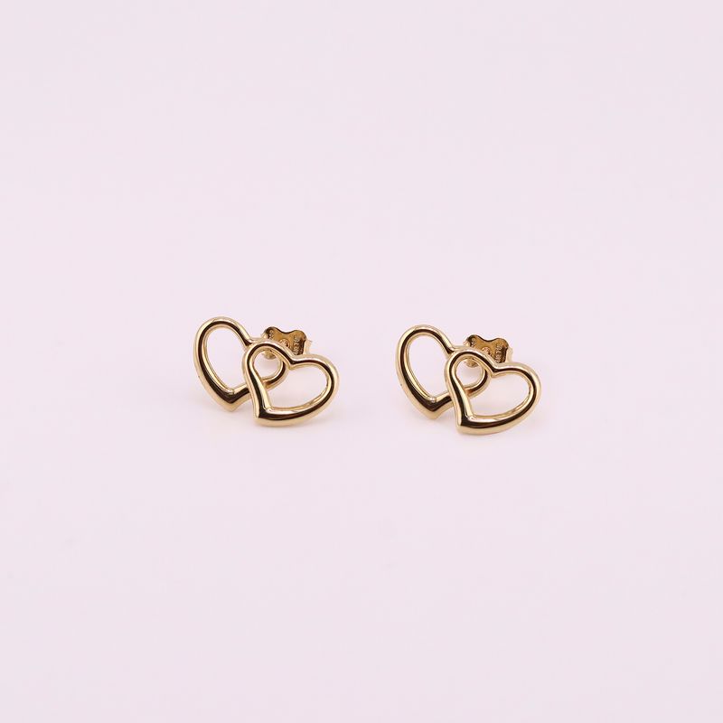 Aretes Doble Corazon 14k 1.3g