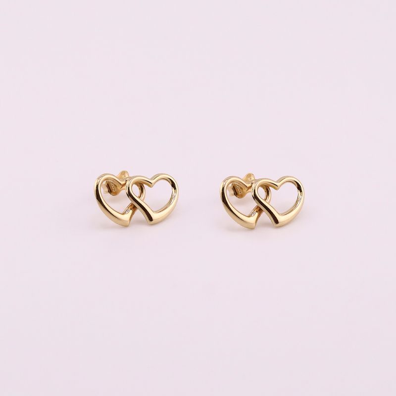 Aretes Doble Corazon 14k 1.3g