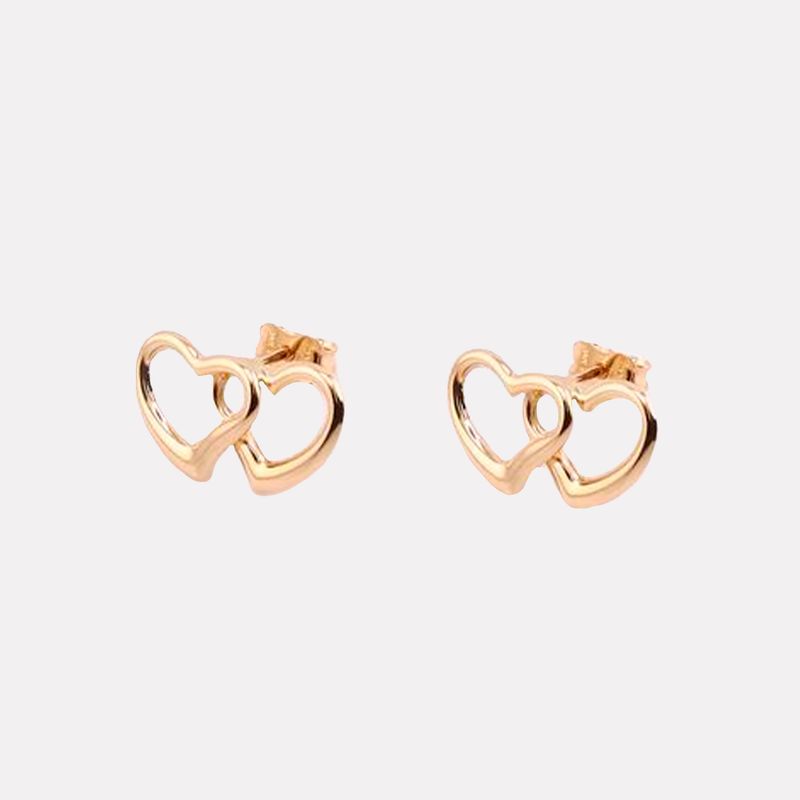 Aretes Doble Corazon 14K 1.3g