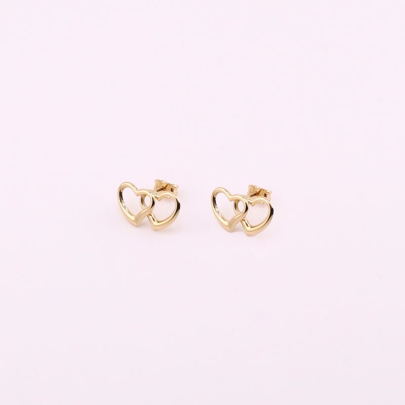 Aretes Doble Corazon 14k 1.3g