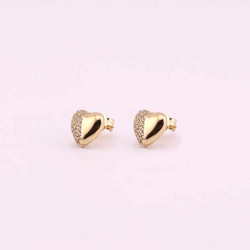 Aretes Corazon C/p Bca 14k 1.9g