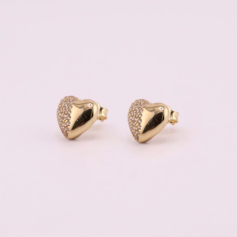 Aretes Corazon C/p Bca 14k 1.9g