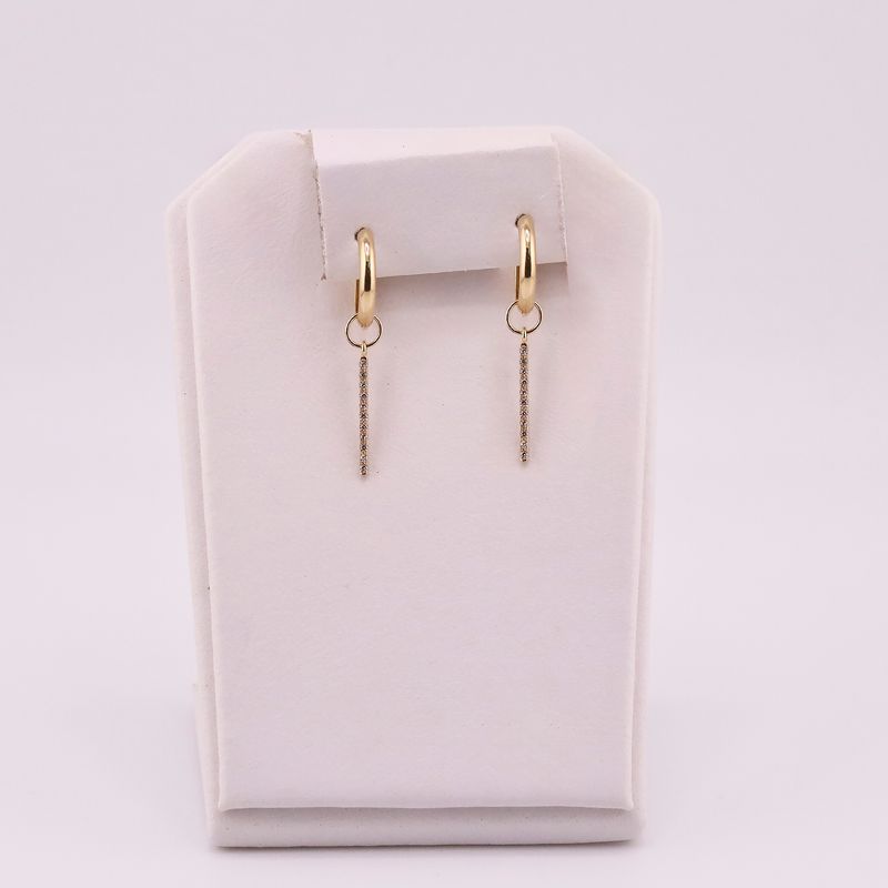 Aretes Huggies C/barra C/p 14k 1.3g