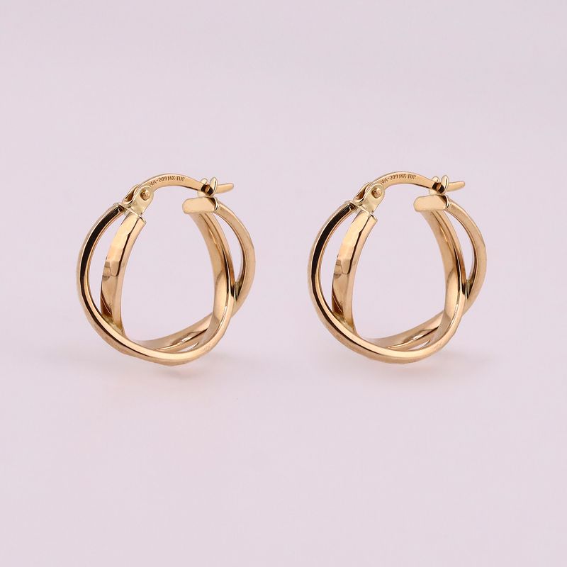 Arracadas Facetadas Cruzadas 14k 2.1g