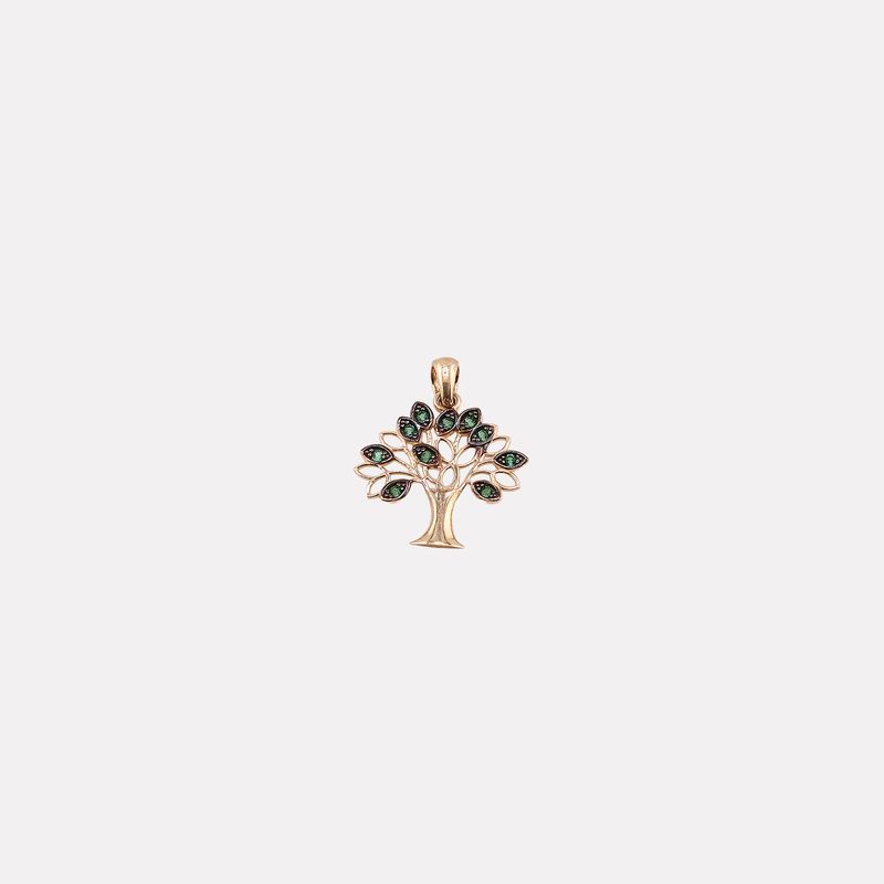 Dije Arbol De La Vida C/p Verdes  14k 0.7g