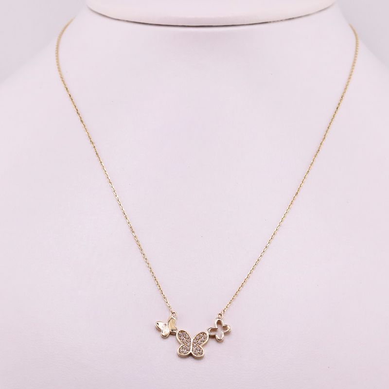 Gargantilla Triple Mariposa 14k 2.7g