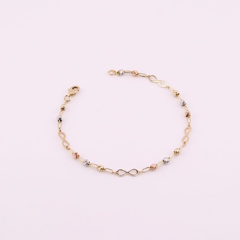 Pulsera Infinito /borlas Tnos 14k 2g 17cm