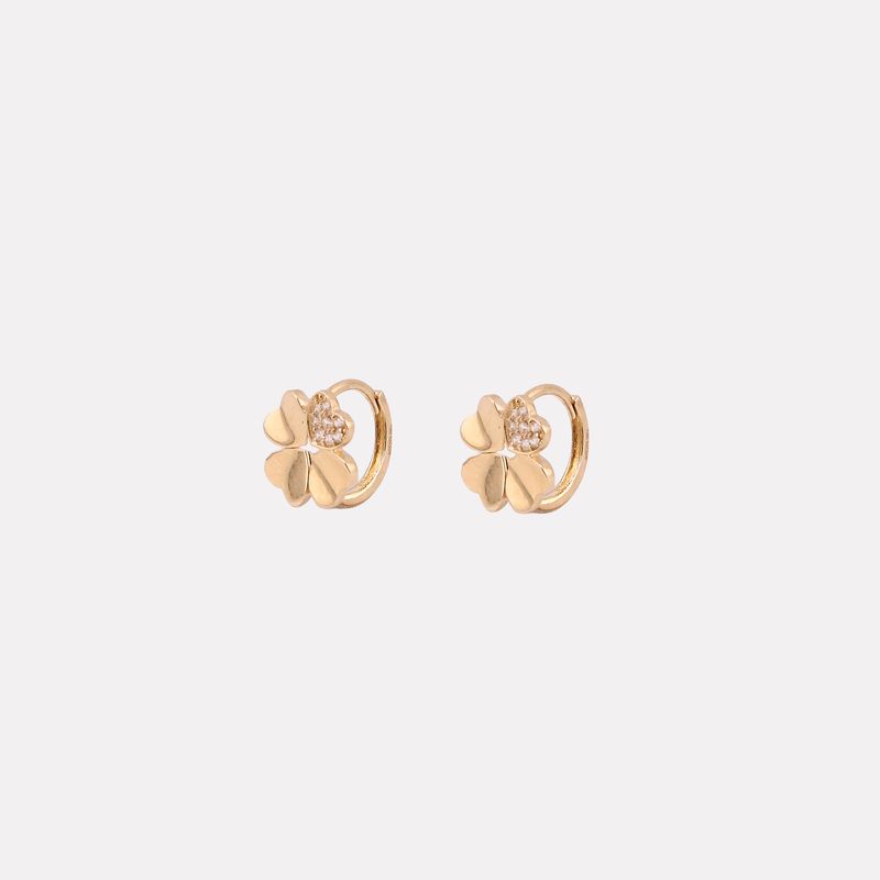 Aretes Huggies Flor C/p 10k 1.5g