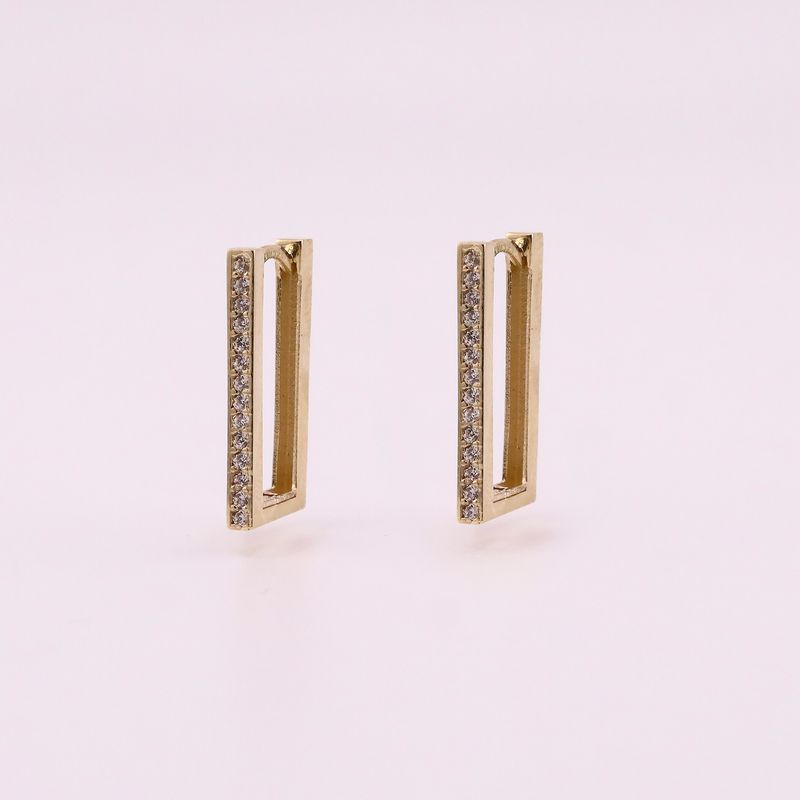 Aretes Huggies Rect. C/p  10k 1.9g
