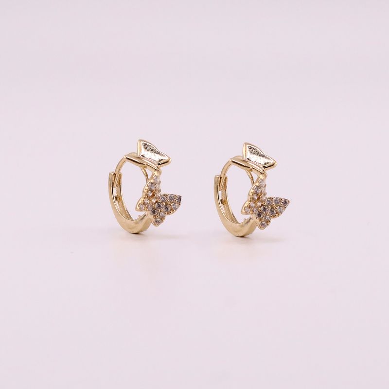 Aretes Hugguies Mariposas C/p  10k 1.5g