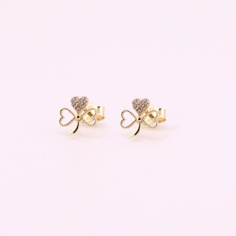 Aretes Trebol C/p 10k 0.8g