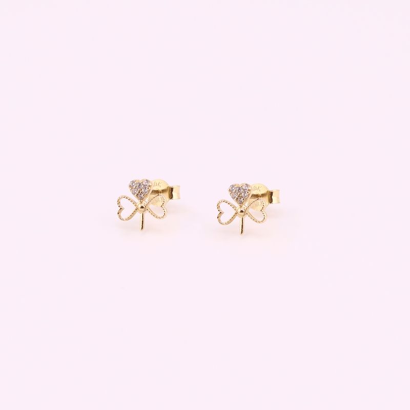 Aretes Trebol C/p 10k 0.8g