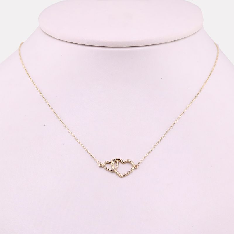 Gargantilla Doble Corazon 10k 1.5