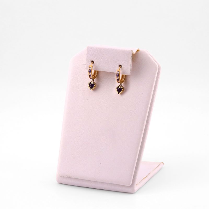 Aretes Huggies C/p Bca Y Morada 14k 2.1g