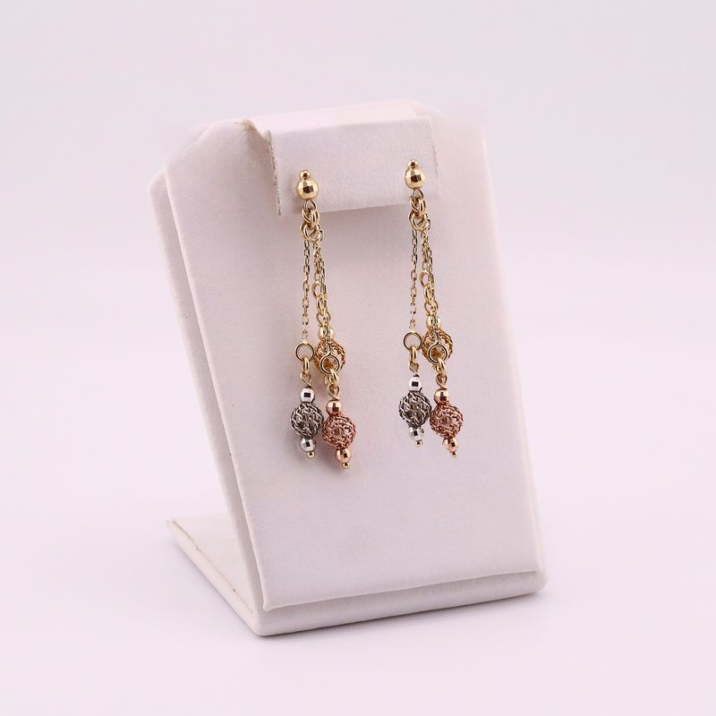 Aretes Largos Borlas Tns 14k 4.7g