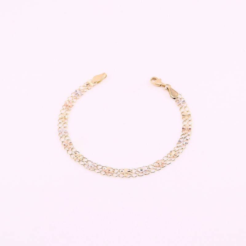 Pulso Entrelazado Flores 14k 3g 17cm
