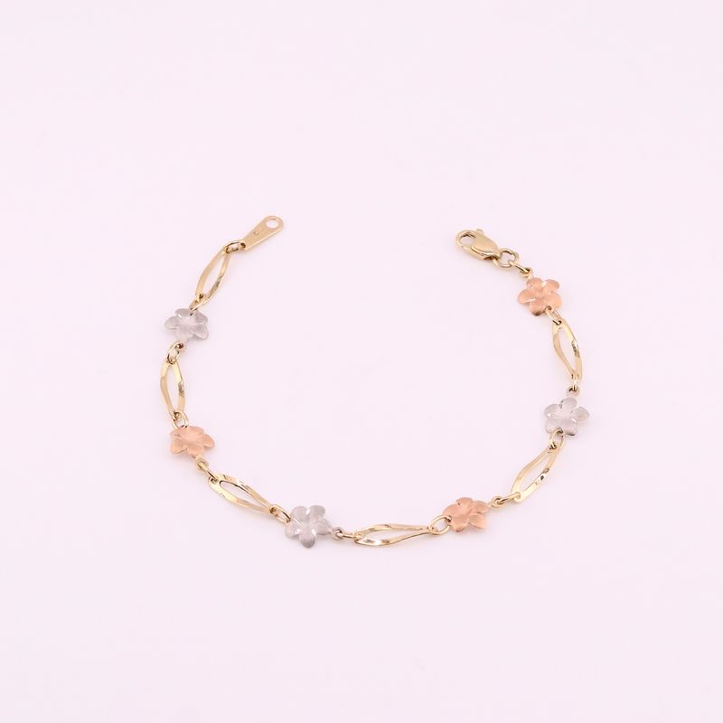 Pulsera Flores Tns 14k 2.5g 18cm